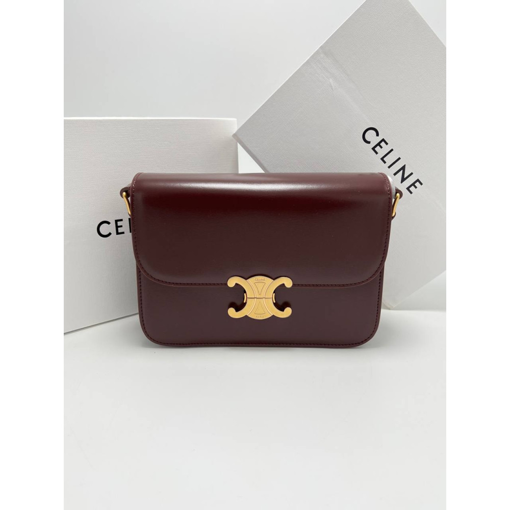 CLASSIQUE TRIOMPHE BAG IN SHINY CALFSKIN CHESTNUT