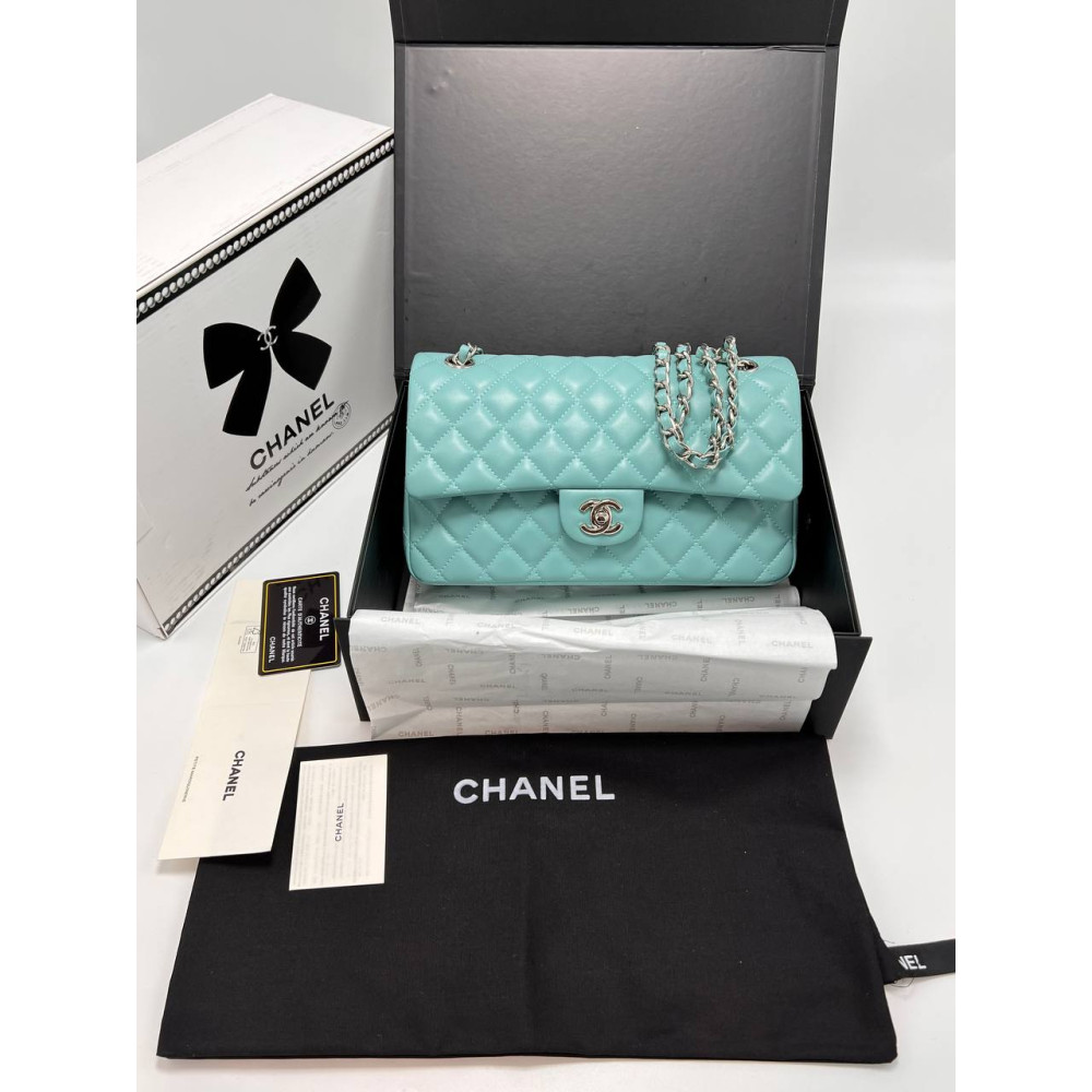 CLASSIC 11.12 HANDBAG Lambskin & Silver-Tone Metal Turquoise