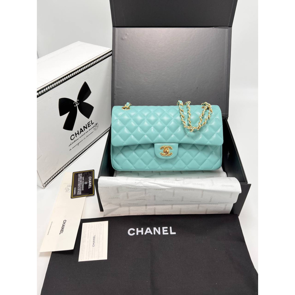 CLASSIC 11.12 HANDBAG Lambskin & Gold-Tone Metal Turquoise