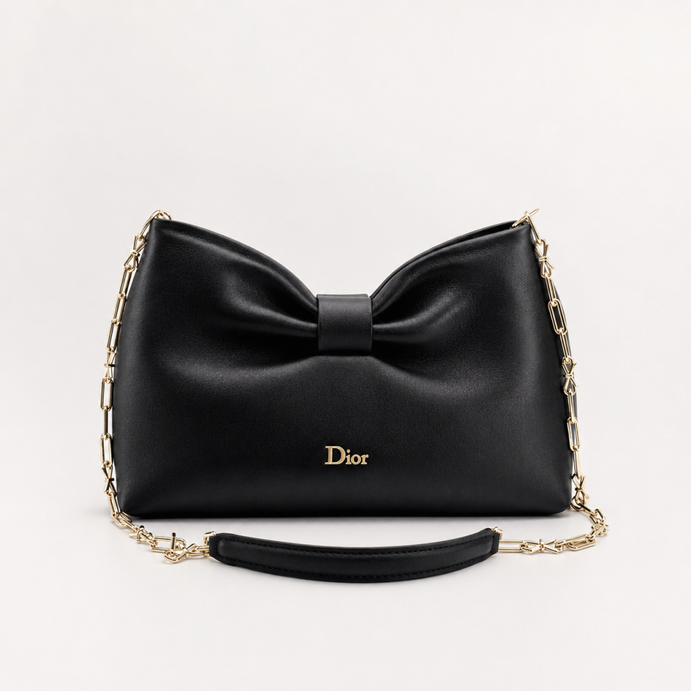 Small Dior Bow Bag Black Lambskin