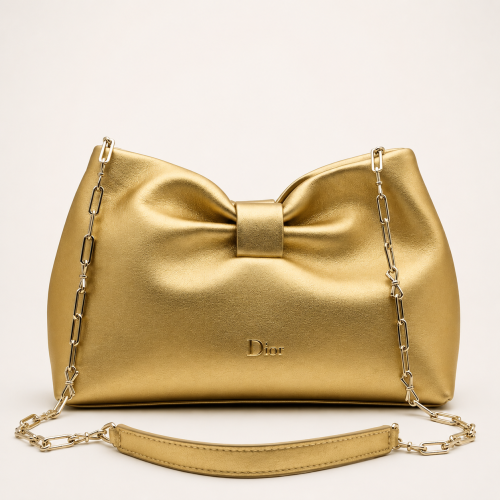 Small Dior Bow Bag Gold Lambskin