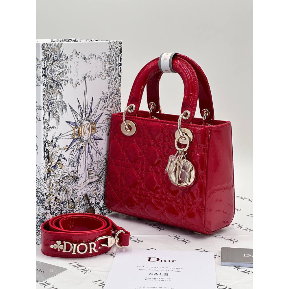 Small Lady Dior My ABCDior Bag Cherry Red