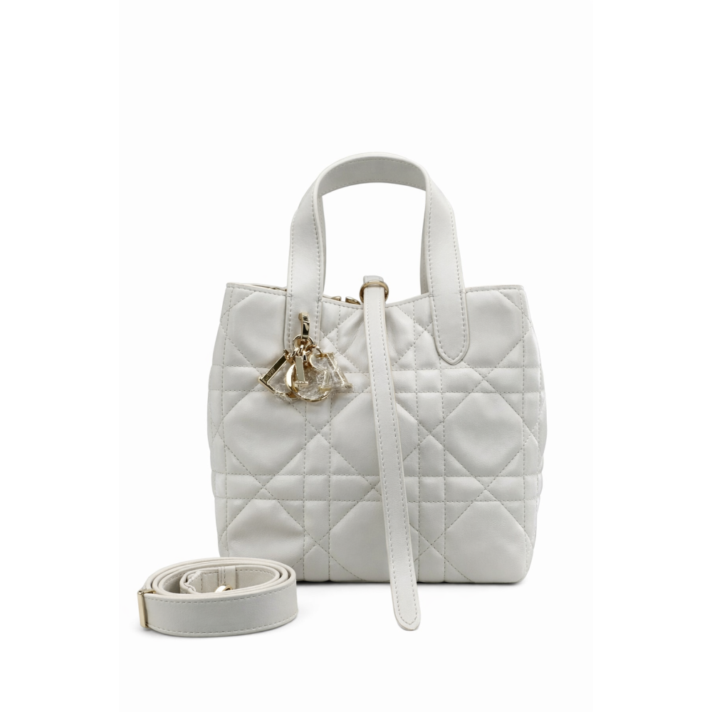 Small Dior Toujours Vertical Tote Bag Latte