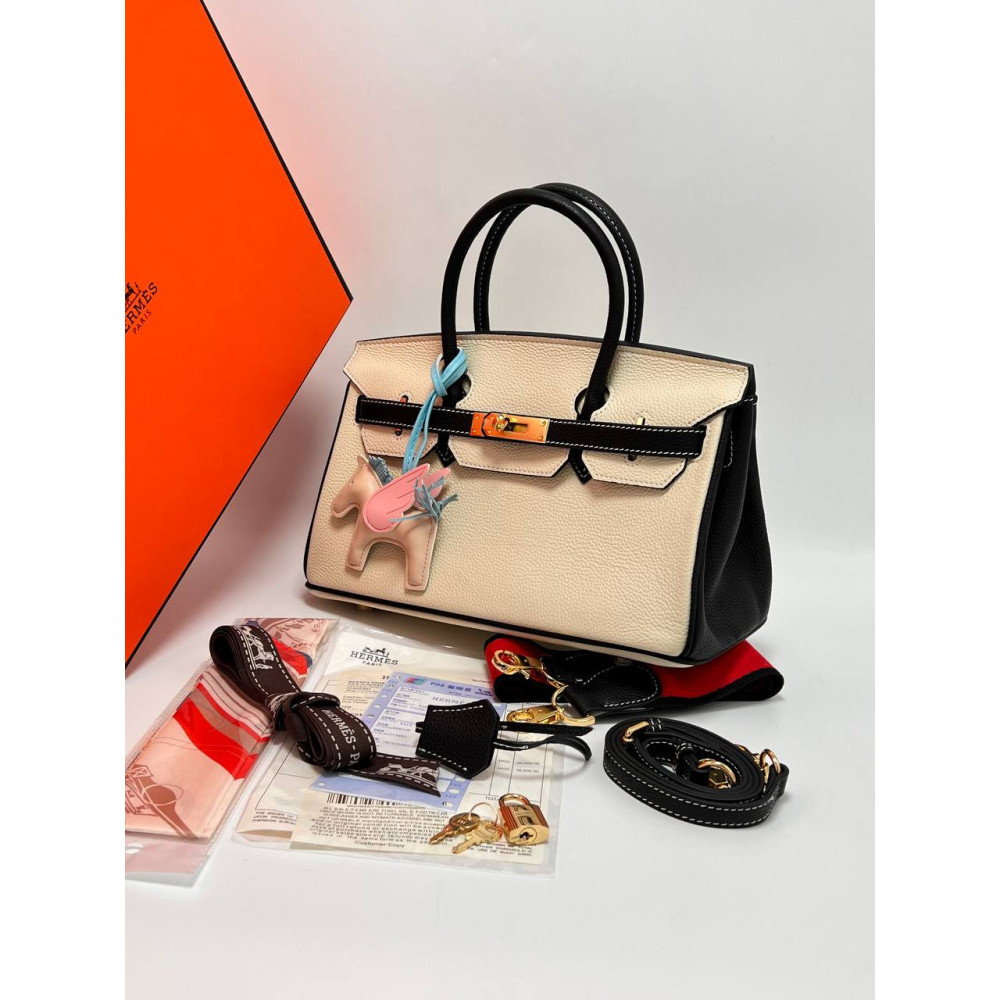 Hermès Birkin 30 Bag Togo Calfskin Vanille/Noir