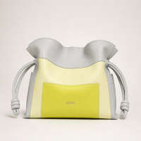 Medium Flamenco Clutch in Nappa Calfskin  Pale Grey Light Citrine
