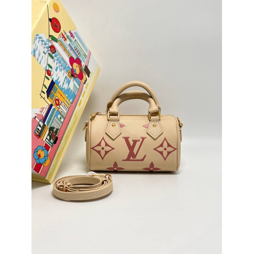 Nano Speedy Monogram Empreinte Leather Crème Beige
