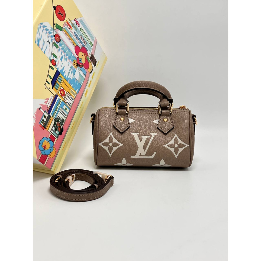 Nano Speedy Monogram Empreinte Leather Tourterelle Gray / Cream
