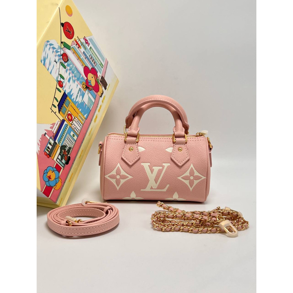 Nano Speedy Monogram Empreinte Leather Pink Sakura / Cream